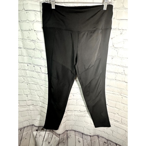 TANGERINE LADIES BLACK CROPPED LEGGINGS WITH FRONT DETAIL  (L)   WORN ONCE     F - Picture 1 of 4